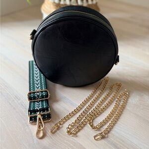 AHDORNED Faux Leather 10" Circle Crossbody w/ 2 Straps